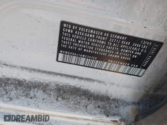2010 Volkswagen GTI с VIN WVWGV9AJ1AW234755, выставлен на аукционе IAAI как лот 42002774 с пробегом Не указан миль и . История ставок и продаж доступна на DreamBid. Изображение 9.