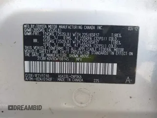 2012 Toyota RAV4 with VIN 2T3BF4DV9CW198145, listed as a IAAI auction lot 42047408 with 153,728 mi miles. Bid and sale history available at carsss.com. Image 9.