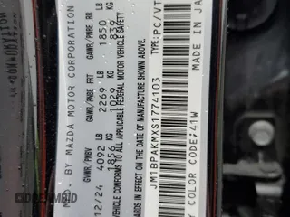 2025 Mazda 3 S Select Sport with VIN JM1BPAKMXS1774103, listed as a Copart auction lot 53522565 with 2,968 mi miles and Salvage Title. Bid and sale history available at DreamBid. Image 13.