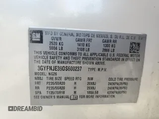 2013 Cadillac SRX Premium Collection with VIN 3GYFNJE39DS600237, listed as a Copart auction lot 56435535 with 138,635 mi miles and Salvage title. Bid and sale history available at DreamBid. Image 12.