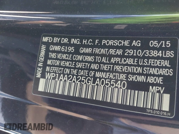 2016 Porsche Cayenne z VIN WP1AA2A25GLA05540, wystawiony jako IAAI lot #41330580 z przebiegiem 71 835 mil mil oraz . Historia ofert i sprzedaży dostępna na DreamBid. Obrazek 9.