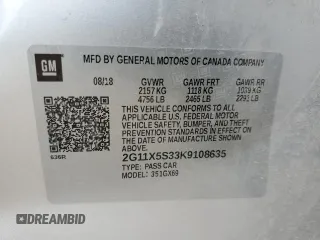 2019 Chevrolet Impala LS with VIN 2G11X5S33K9108635, listed as a Copart auction lot 49684115 with 90,828 mi miles and Salvage Title. Bid and sale history available at DreamBid. Image 13.