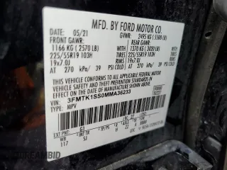 2021 Ford Mustang Mach-E Select with VIN 3FMTK1SS0MMA36233, listed as a Copart auction lot 45594105 with 87,552 mi miles and Salvage Title. Bid and sale history available at DreamBid. Image 13.