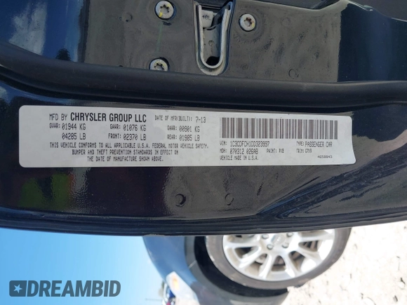 2013 Dodge Dart Limited with VIN 1C3CDFCH1DD323997, listed as a IAAI auction lot 42049764 with 119,095 mi miles. Bid and sale history available at carsss.com. Image 9.