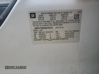 2013 GMC Terrain SLE with VIN 2GKFLTEK5D6233418, listed as a Copart auction lot 59505425 with 147,008 mi miles and Salvage title. Bid and sale history available at DreamBid. Image 13.