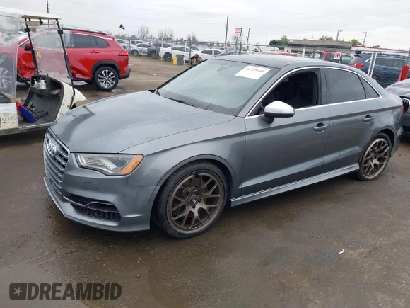 2015 Audi S3 2.0T Prestige with VIN WAUFFGFF3F1062733, listed as a IAAI auction lot 41725140 with 106,815 mi miles. Bid and sale history available at carsss.com. Image 2.