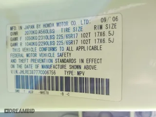 2007 Honda CR-V EX-L with VIN JHLRE38777C006756, listed as a IAAI auction lot 41749547 with 198,606 mi miles. Bid and sale history available at carsss.com. Image 9.