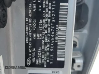 2015 Kia Optima EX with VIN 5XXGN4A7XFG427714, listed as a Copart auction lot 62771045 with 170,213 mi miles and Clean title. Bid and sale history available at DreamBid. Image 12.