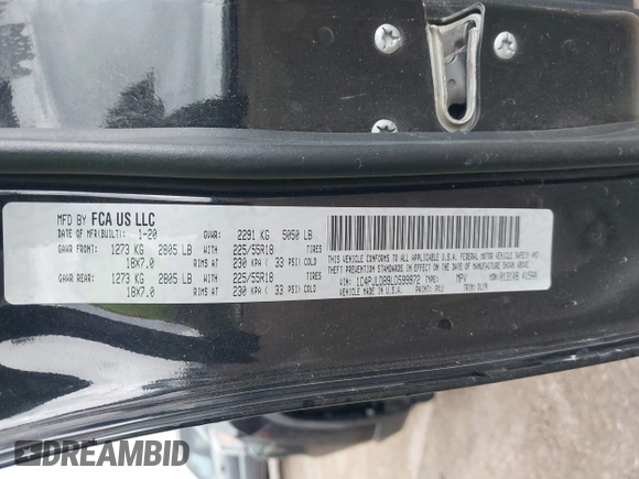 2020 Jeep Cherokee Limited с VIN 1C4PJLDB9LD599972, выставлен на аукционе IAAI как лот 42619796 с пробегом 128 083 миль миль и . История ставок и продаж доступна на DreamBid. Изображение 9.