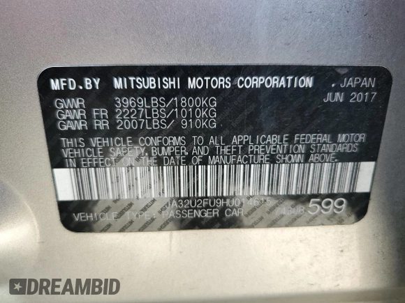 2017 Mitsubishi Lancer ES with VIN JA32U2FU9HU014615, listed as a Copart auction lot 75430664 with 92,308 mi miles and Salvage Title. Bid and sale history available at DreamBid. Image 12.