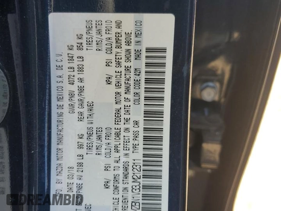 2018 Mazda 3 Touring with VIN 3MZBN1V33JM212311, listed as a Copart auction lot 48515465 with 74,710 mi miles and Salvage Title. Bid and sale history available at carsss.com. Image 12.