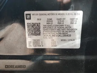 2019 GMC Terrain SLE with VIN 3GKALMEV1KL155433, listed as a IAAI auction lot 41831770 with 49,643 mi miles. Bid and sale history available at carsss.com. Image 9.