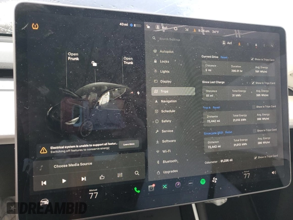 2020 Tesla Model Y Long Range with VIN 5YJYGDEE6LF024397, listed as a Copart auction lot 46519605 with 81,236 mi miles and Non Repairable. Bid and sale history available at DreamBid. Image 9.