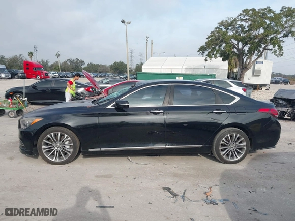 2016 Hyundai Genesis 3.8L with VIN KMHGN4JE7GU129448, listed as a IAAI auction lot 41456030 with 213,893 mi miles. Bid and sale history available at carsss.com. Image 14.