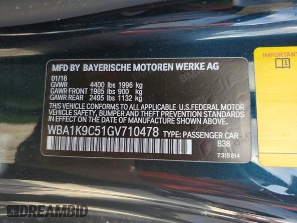 2016 BMW 2 Series 228i with VIN WBA1K9C51GV710478, listed as a Copart auction lot 74234684 with 0 mi miles and Non Repairable. Bid and sale history available at carsss.com. Image 13.