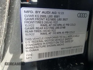 2024 Audi SQ8 Premium Plus with VIN WA1AWBF19RD005714, listed as a Copart auction lot 47320035 with 30,654 mi miles and Salvage Title. Bid and sale history available at DreamBid. Image 16.