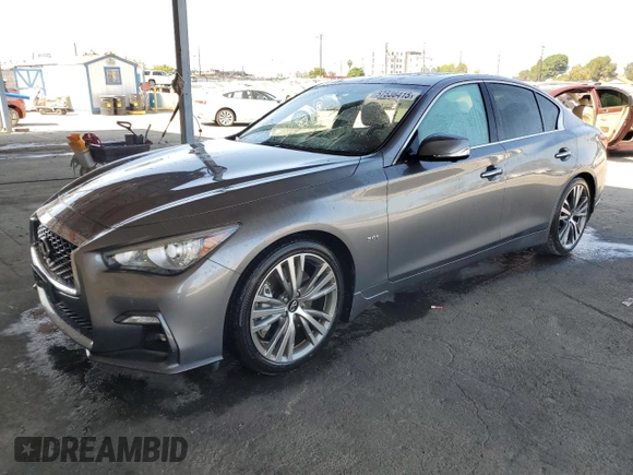 2020 Infiniti Q50 Luxe z VIN JN1EV7AP9LM203562, wystawiony jako Copart lot #57536415 z przebiegiem 48 790 mil mil oraz Szkoda całkowita • Salvage title. Historia ofert i sprzedaży dostępna na DreamBid. Obrazek 1.