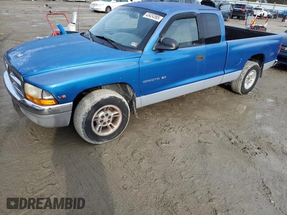 1999 Dodge Dakota SLT with VIN 1B7GL22X7XS121831, listed as a Copart auction lot 43424265 with 201,511 mi miles and Salvage Title. Bid and sale history available at carsss.com. Image 1.