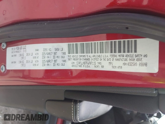 2015 Jeep Cherokee Sport с VIN 1C4PJLAB7FW707115, выставлен на аукционе IAAI как лот 42505969 с пробегом 201 185 миль миль и . История ставок и продаж доступна на DreamBid. Изображение 9.