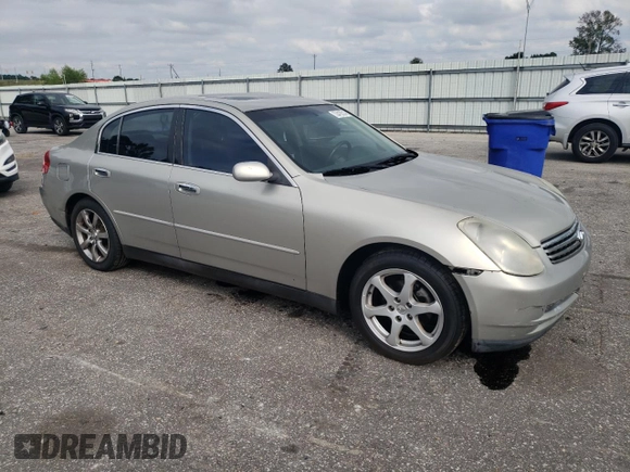 2003 Infiniti G35 w/Leather with VIN JNKCV51EX3M314563, listed as a Copart auction lot 72418514 with 218,606 mi miles and Salvage Title. Bid and sale history available at DreamBid. Image 4.