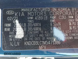 2021 Kia Niro LX with VIN KNDCB3LC1M5471386, listed as a IAAI auction lot 41752763 with 34,609 mi miles. Bid and sale history available at carsss.com. Image 9.