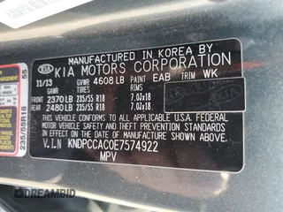 2014 Kia Sportage EX with VIN KNDPCCAC0E7574922, listed as a Copart auction lot 63299315 with 150,905 mi miles and Salvage title. Bid and sale history available at DreamBid. Image 13.