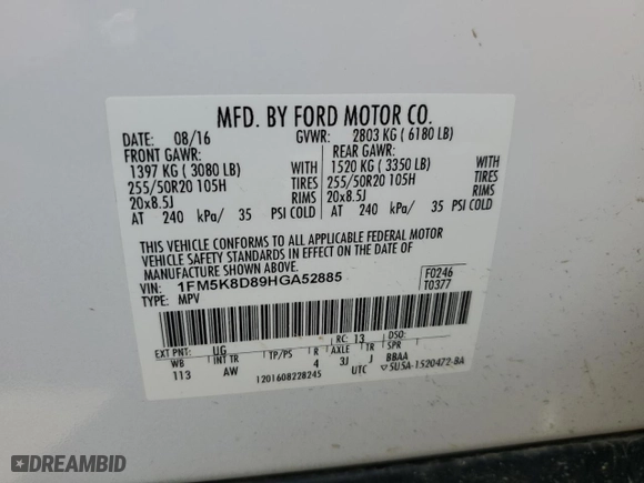 2017 Ford Explorer XLT with VIN 1FM5K8D89HGA52885, listed as a Copart auction lot 84193984 with 103,579 mi miles and Salvage Title. Bid and sale history available at carsss.com. Image 14.