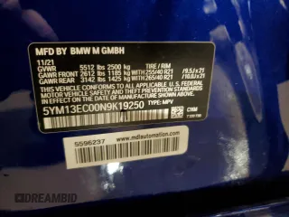 2022 BMW X3 M with VIN 5YM13EC00N9K19250, listed as a Copart auction lot 87113174 with 0 mi miles and Salvage Title. Bid and sale history available at carsss.com. Image 15.