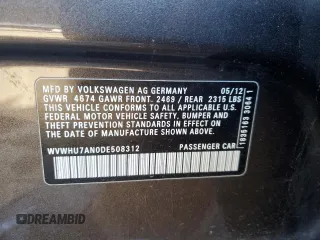 2013 Volkswagen CC VR6 Lux with VIN WVWHU7AN0DE508312, listed as a Copart auction lot 82825564 with 113,932 mi miles and Salvage Title. Bid and sale history available at carsss.com. Image 14.