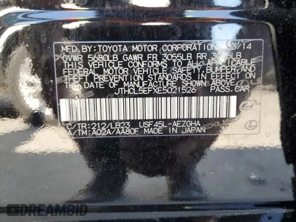 2014 Lexus LS 460 with VIN JTHCL5EFXE5021526, listed as a Copart auction lot 64903394 with 169,683 mi miles and Clean title. Bid and sale history available at DreamBid. Image 13.