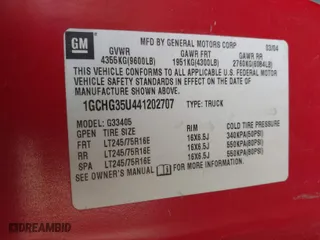 2004 Chevrolet Express Cargo Van with VIN 1GCHG35U441202707, listed as a IAAI auction lot 41685904 with 257,847 mi miles. Bid and sale history available at carsss.com. Image 9.