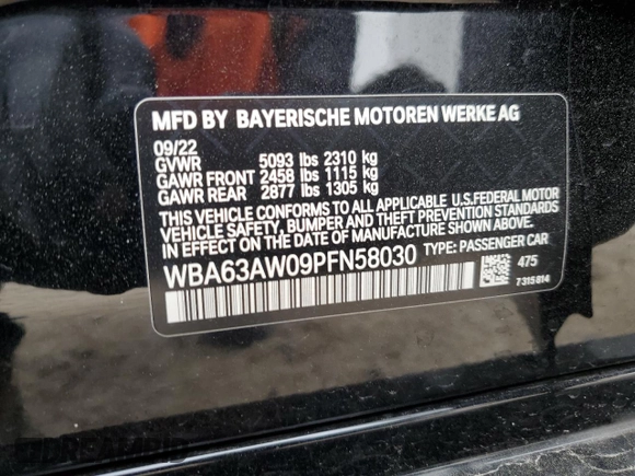 2023 BMW 4 Series M440i with VIN WBA63AW09PFN58030, listed as a Copart auction lot 45165294 with 15,453 mi miles and . Bid and sale history available at DreamBid. Image 14.