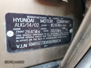 2003 Hyundai Santa Fe GLS with VIN KM8SC73D83U346636, listed as a Copart auction lot 72293674 with 147,520 mi miles and Salvage Title. Bid and sale history available at carsss.com. Image 15.