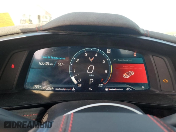 2023 Chevrolet Corvette 3LT with VIN 1G1YC3D47P5500302, listed as a Copart auction lot 62769995 with 768 mi miles and Salvage title. Bid and sale history available at DreamBid. Image 9.