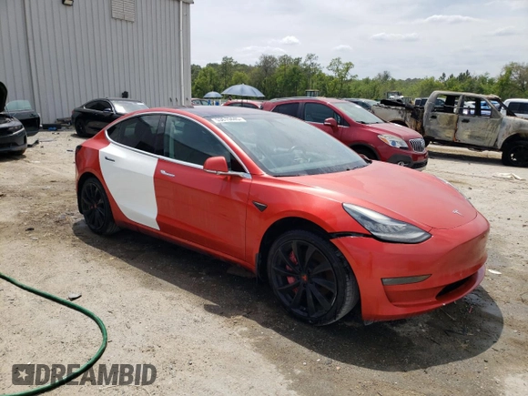 2018 Tesla Model 3 Long Range Battery with VIN 5YJ3E1EAXJF031944, listed as a Copart auction lot 53619445 with 146,031 mi miles and Salvage Title. Bid and sale history available at DreamBid. Image 4.