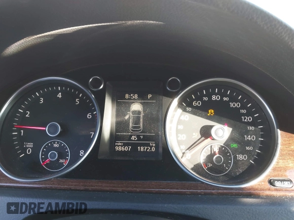 2012 Volkswagen CC Lux PZEV with VIN WVWHP7AN5CE501653, listed as a IAAI auction lot 41355917 with 98,607 mi miles. Bid and sale history available at carsss.com. Image 7.