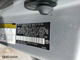 2007 Toyota Camry CE with VIN 4T1BE46K07U180167, listed as a Copart auction lot 48180175 with 167,984 mi miles and Salvage Title. Bid and sale history available at carsss.com. Image 14.