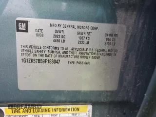 2009 Chevrolet Malibu LTZ with VIN 1G1ZK57B59F183047, listed as a Copart auction lot 51759405 with Not Provided miles and Salvage Title. Bid and sale history available at DreamBid. Image 12.