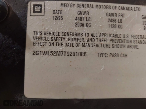 1996 Chevrolet Lumina with VIN 2G1WL52M7T9201086, listed as a IAAI auction lot 41490782 with 140,480 mi miles and . Bid and sale history available at DreamBid. Image 9.