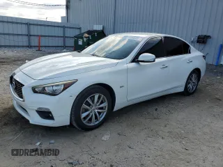 2018 Infiniti Q50 2.0t LUXE with VIN JN1CV7APXJM241371, listed as a Copart auction lot 44465285 with 109,993 mi miles and Salvage Title. Bid and sale history available at carsss.com. Image 1.