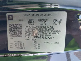 2018 Chevrolet Colorado 2WD Work Truck with VIN 1GCHSBEA2J1327277, listed as a IAAI auction lot 41939790 with 78,610 mi miles. Bid and sale history available at carsss.com. Image 9.