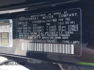 2018 Hyundai Tucson SEL z VIN KM8J33A43JU790981, wystawiony jako IAAI lot #42222023 z przebiegiem 63 924 mil mil oraz . Historia ofert i sprzedaży dostępna na DreamBid. Obrazek 9.