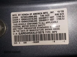 2010 Honda CR-V EX with VIN 5J6RE4H5XAL015079, listed as a IAAI auction lot 41629182 with 92,066 mi miles. Bid and sale history available at carsss.com. Image 9.