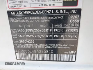 2008 Mercedes-Benz M 350 with VIN 4JGBB86E48A325840, listed as a IAAI auction lot 42199623 with 185,979 mi miles and . Bid and sale history available at DreamBid. Image 9.