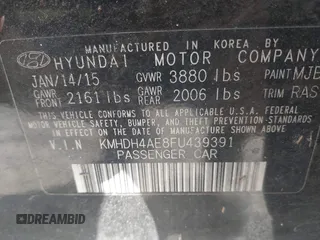 2015 Hyundai Elantra SE с VIN KMHDH4AE8FU439391, выставлен на аукционе IAAI как лот 42281449 с пробегом 137 688 миль миль и . История ставок и продаж доступна на DreamBid. Изображение 9.