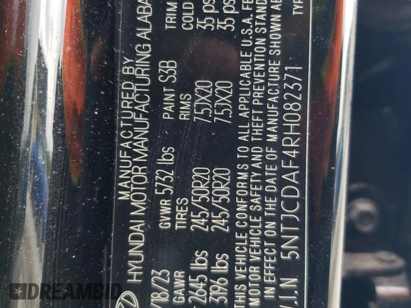 2024 Hyundai Santa Cruz Night Edition z VIN 5NTJCDAF4RH082371, wystawiony jako Copart lot #54815695 z przebiegiem 11 154 mil mil oraz Szkoda całkowita • Salvage title. Historia ofert i sprzedaży dostępna na DreamBid. Obrazek 13.