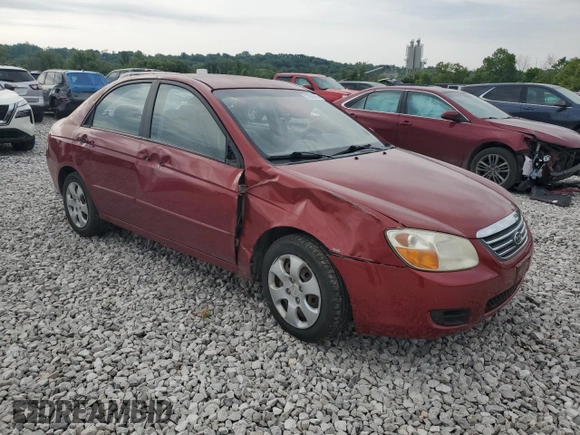 2008 Kia Spectra EX with VIN KNAFE121985532558, listed as a Copart auction lot 57984805 with 136,964 mi miles and Salvage title. Bid and sale history available at DreamBid. Image 4.