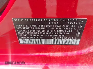 2015 Volkswagen Jetta S с VIN 3VW1K7AJ6FM351335, выставлен на аукционе IAAI как лот 42321532 с пробегом 80 000 миль миль и . История ставок и продаж доступна на DreamBid. Изображение 9.