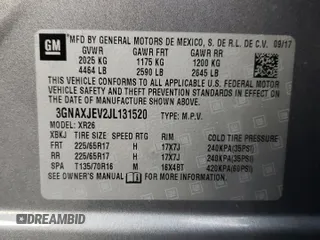 2018 Chevrolet Equinox LT with VIN 3GNAXJEV2JL131520, listed as a Copart auction lot 49121335 with 109,356 mi miles and Clean Title. Bid and sale history available at carsss.com. Image 13.
