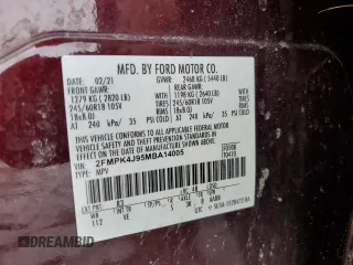 2021 Ford Edge SEL with VIN 2FMPK4J95MBA14005, listed as a Copart auction lot 46410475 with 87,865 mi miles and Non Repairable. Bid and sale history available at carsss.com. Image 13.